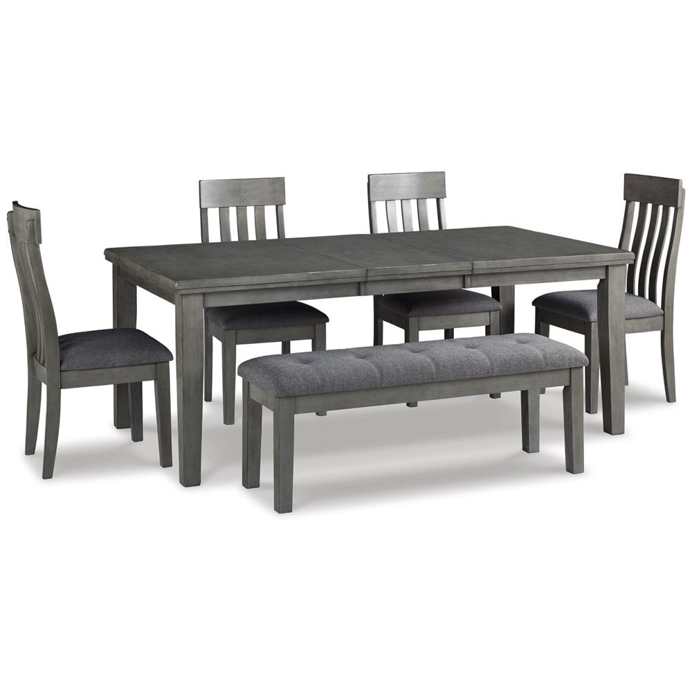 Signature Design by Ashley - Hallanden Dining Table With 4 Chairs And Bench in Gray veiw 1