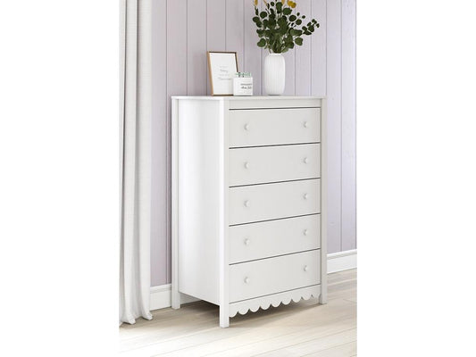 Signature Design by Ashley - Hallityn Five Drawer Chest in White - EB1810-245 veiw 2