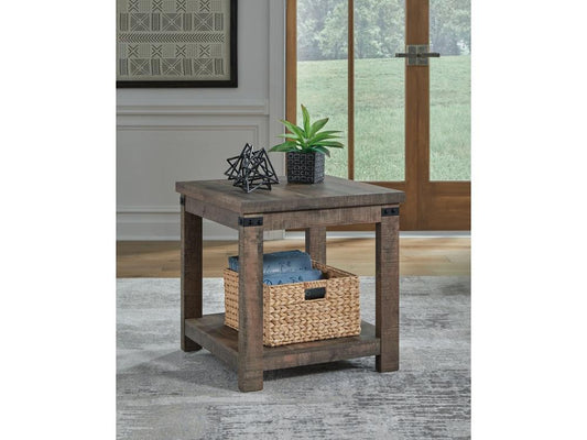 Signature Design by Ashley - Hollum Square End Table in Rustic Brown - T466-2 veiw 2