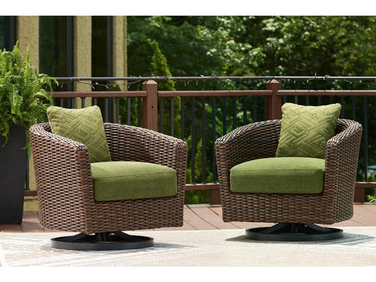 Signature Design by Ashley - Horizon Hall Outdoor Swivel Lounge W/ Cushion in Brown - P572-821 veiw 2