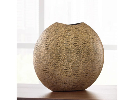 Signature Design by Ashley - Iansboro Vase in Antique Gold Finish - A2000696 veiw 2