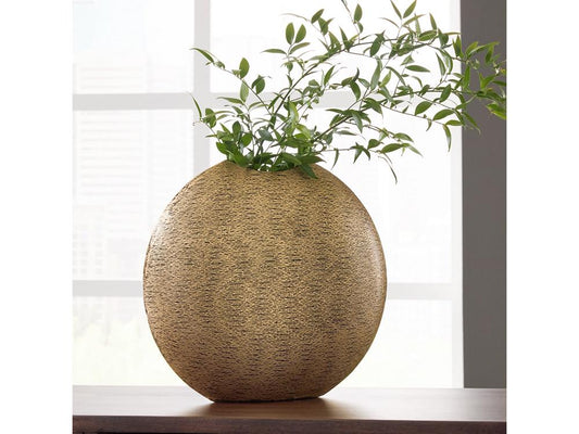 Signature Design by Ashley - Iansboro Vase in Antique Gold Finish - A2000697 veiw 2