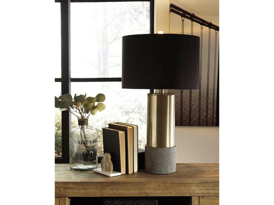 Signature Design by Ashley - Jacek Metal Table Lamp in Gray/Brass Finish - L243164 veiw 2
