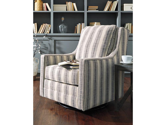 Signature Design by Ashley - Kambria Swivel Glider Accent Chair in Ivory/Black - A3000207 veiw 2