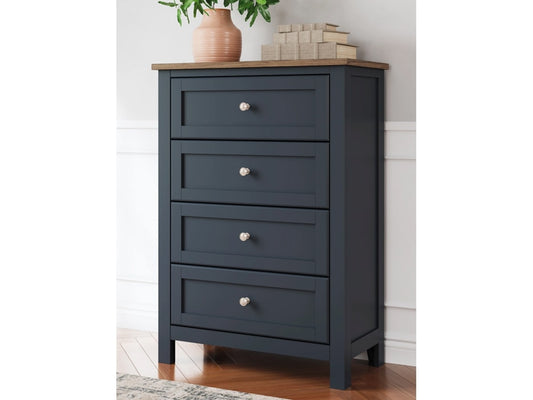 Signature Design by Ashley - Landocken Four Drawer Chest in Brown/Blue - B414-45 veiw 2