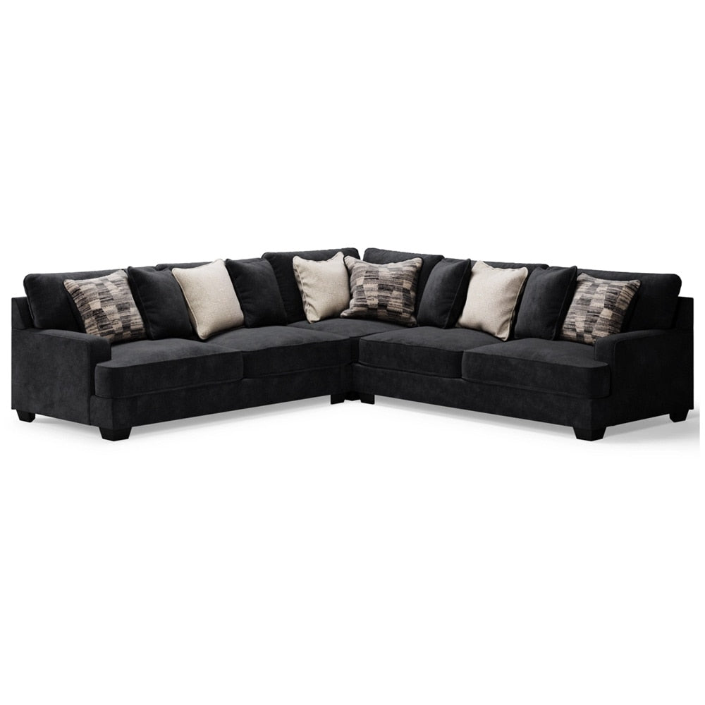 Signature Design by Ashley - Lavernett Fabric 3 Piece Sectional in Charcoal veiw 1