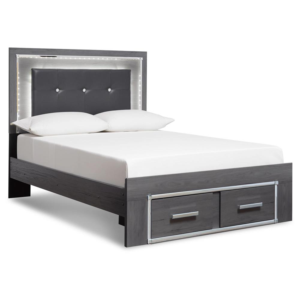 Signature Design by Ashley - Lodanna Full Panel Bed with 2 Storage Drawers in Gray veiw 1