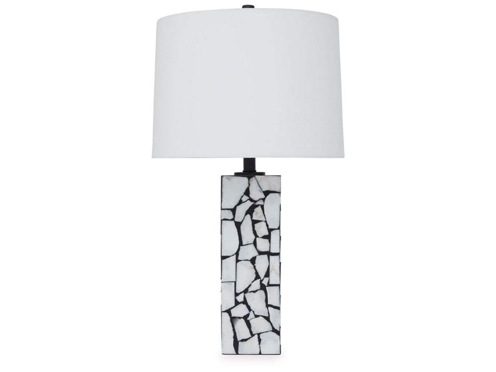 Signature Design by Ashley - Macaria Marble Table Lamp in White/Black - L429044 veiw 1