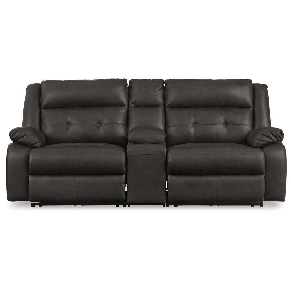 Signature Design by Ashley - Mackie Pike 3-Piece Power Reclining Sectional Loveseat With Console in Storm veiw 1