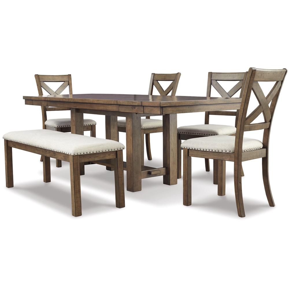Signature Design by Ashley - Moriville Dining Table And 4 Chairs And Bench in Beige veiw 1