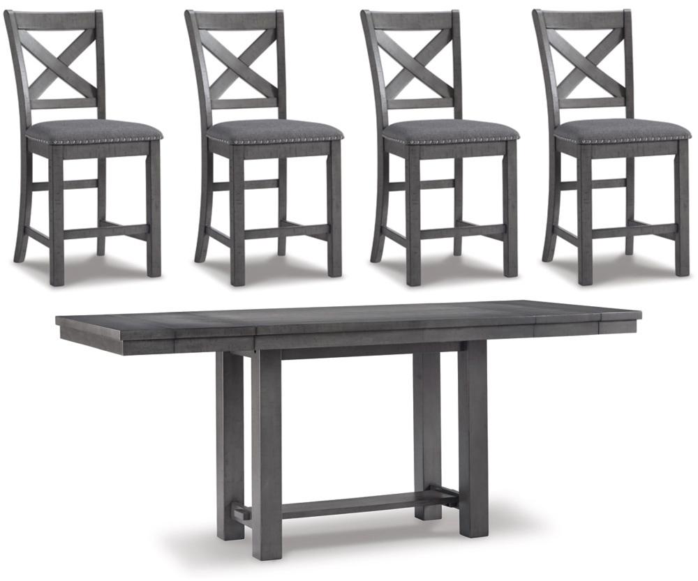 Signature Design by Ashley - Myshanna Counter Height Dining Table And 4 Barstools in Gray veiw 1