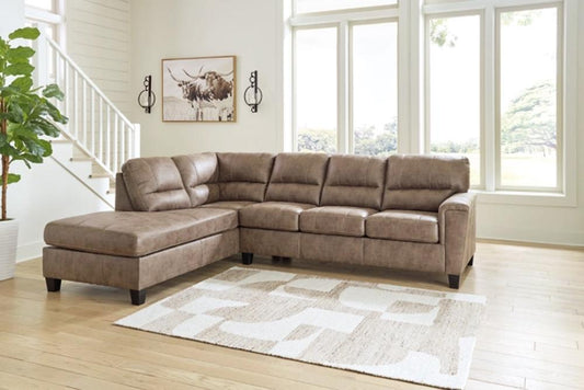 Signature Design by Ashley - Navi Leather 2 Pc Sectional Sofa Chaise in Fossil veiw 2