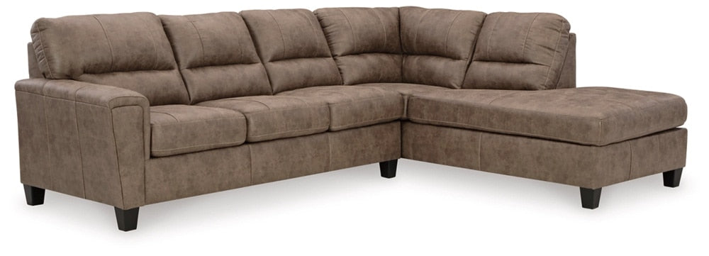 Signature Design by Ashley - Navi Leather 2 Piece Sectional Sofa Chaise in Fossil veiw 1