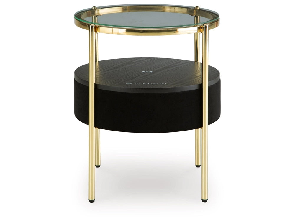Signature Design by Ashley - Nedman Accent Table With Speaker in Black/Gold Finish - A4000669 veiw 1