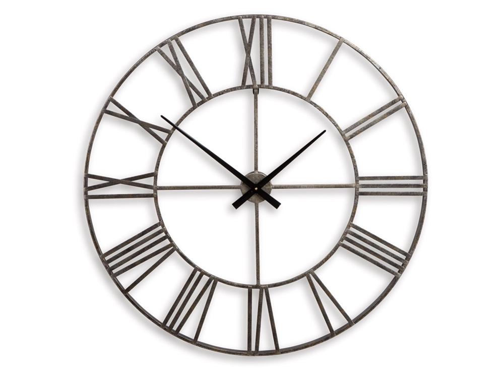 Signature Design by Ashley - Paquita Wall Clock in Antique Silver - A8010237 veiw 1