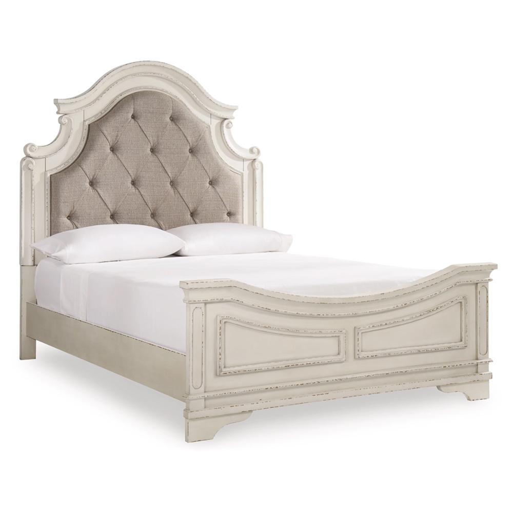 Signature Design by Ashley - Realyn Queen Upholstered Panel Bed in Chipped White veiw 1