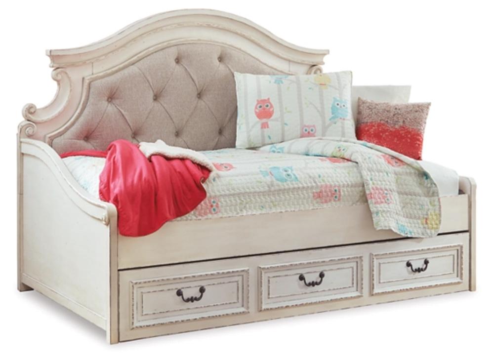 Signature Design by Ashley - Realyn Twin Daybed with 1 Large Storage Drawer in Chipped White veiw 1