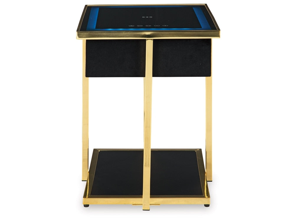 Signature Design by Ashley - Rexwell Accent Table with Speaker in Black/Gold Finish - A4000681 veiw 1