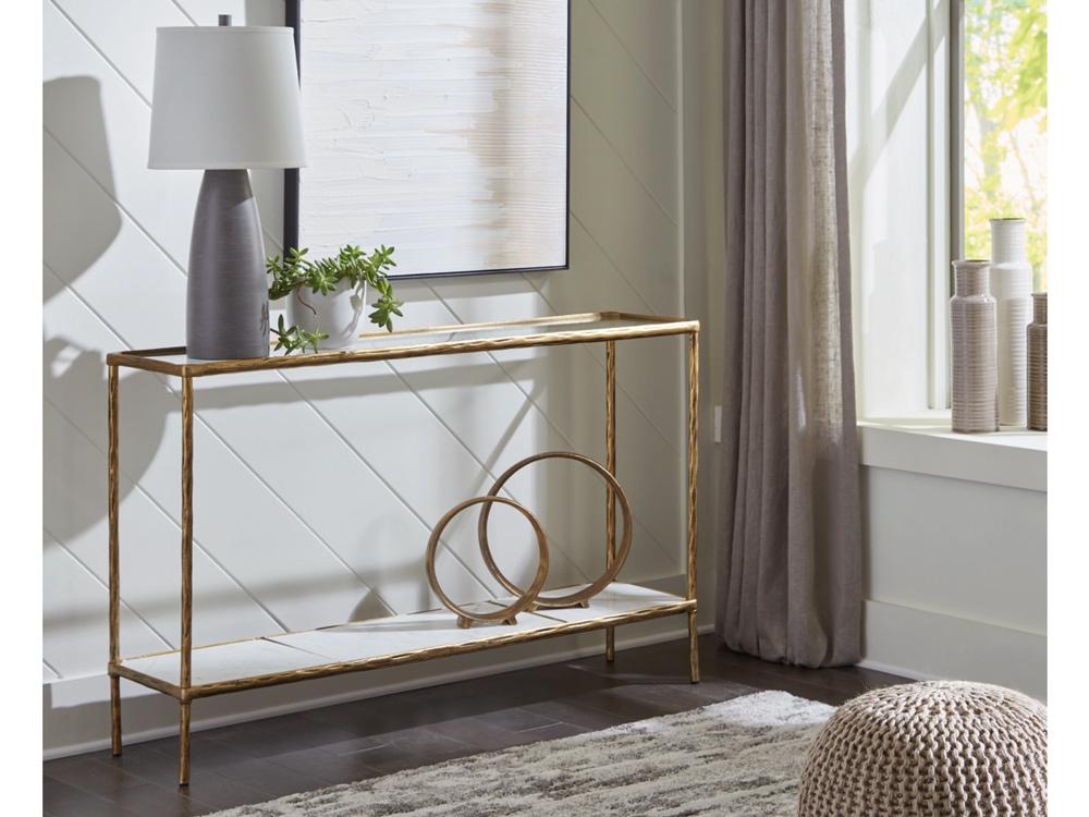 Signature Design by Ashley - Ryandale Console Sofa Table in Antique Brass Finish - A4000443 veiw 2