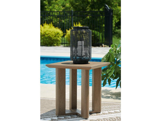 Signature Design by Ashley - Serene Bay Outdoor Square End Table in Dark Brown - P671-702 veiw 2