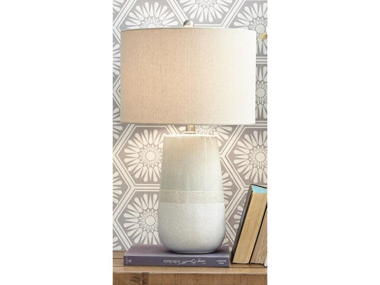Signature Design by Ashley - Shavon Ceramic Table Lamp in Beige/White - L100724 veiw 2