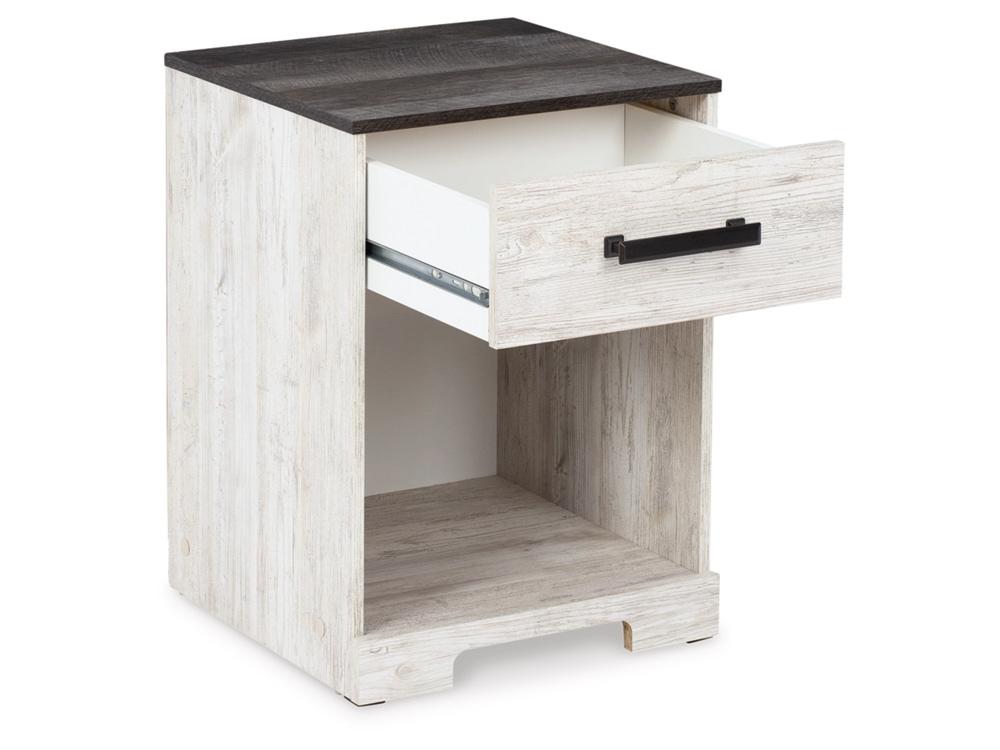 Signature Design by Ashley - Shawburn One Drawer Night Stand in White/Dark Charcoal Gray - EB4121-291 veiw 3