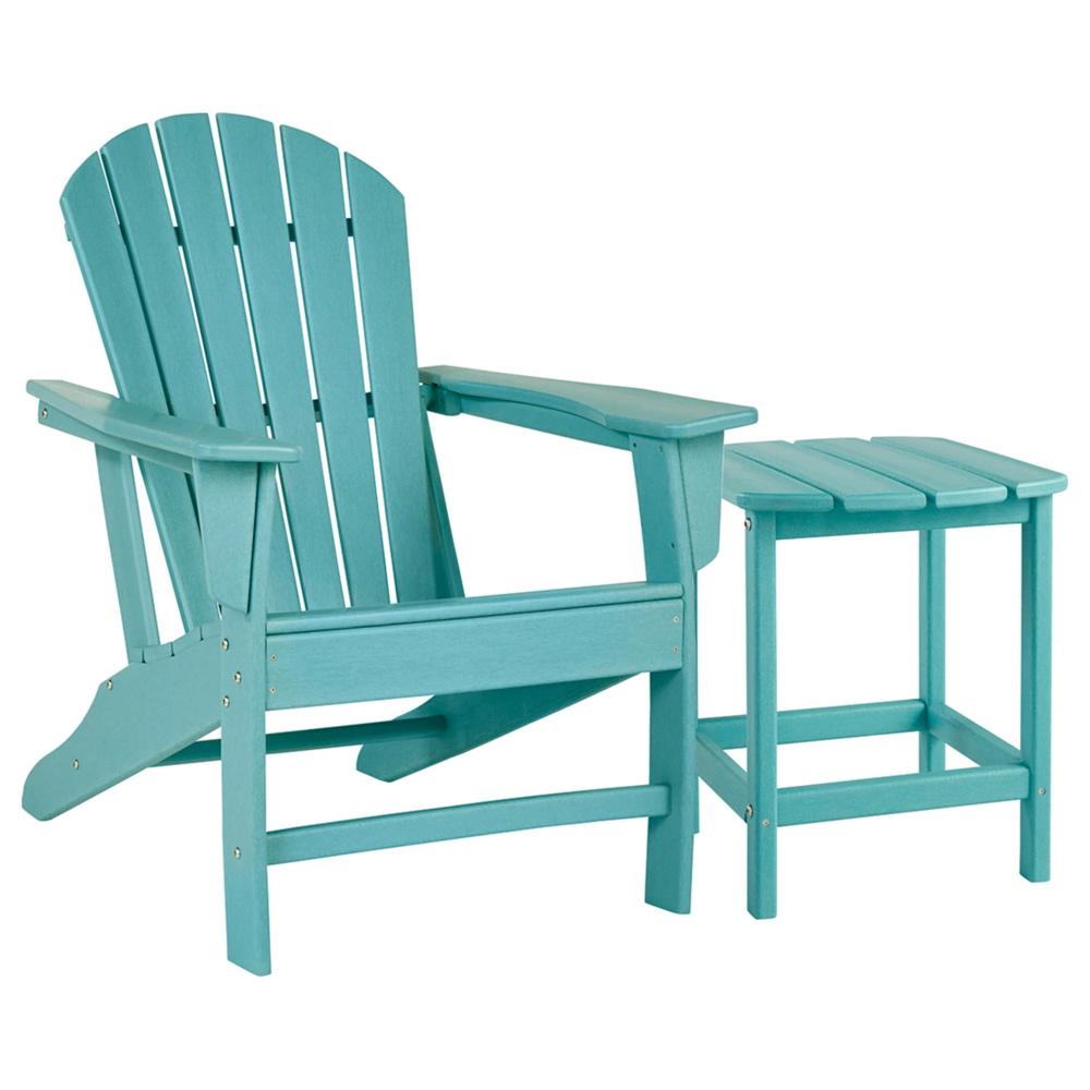 Signature Design by Ashley - Sundown Treasure Outdoor Chair With End Table in Turquoise veiw 1
