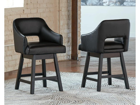 Signature Design by Ashley - Tallenger Uph Swivel Counter Height Stool (Set Of 2) in Black/Dark Brown - D380-924 veiw 2