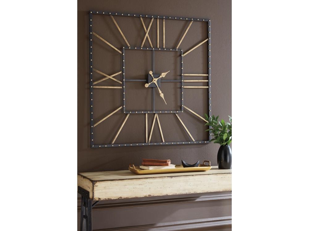 Signature Design by Ashley - Thames Wall Clock in Black/Gold Finish - A8010112 veiw 2