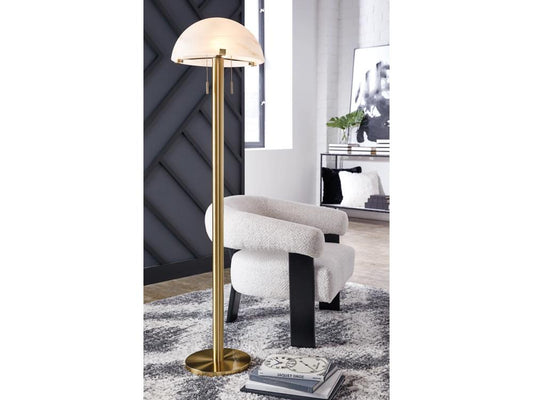 Signature Design by Ashley - Tobbinsen Metal Floor Lamp in Brass Finish - L208421 veiw 2