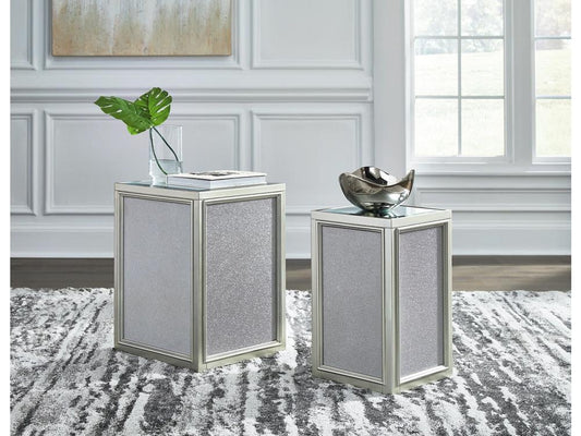 Signature Design by Ashley - Traleena Nesting End Tables (Set of 2) in Silver Finish - T957-16 veiw 2