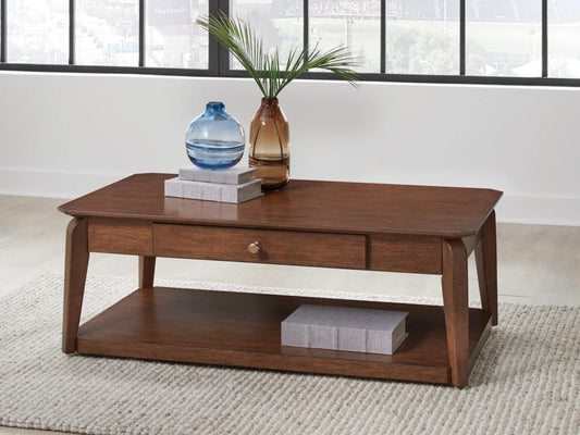 Signature Design by Ashley - Trenmour Rectangular Cocktail Table in Medium Brown - T596-1 veiw 2