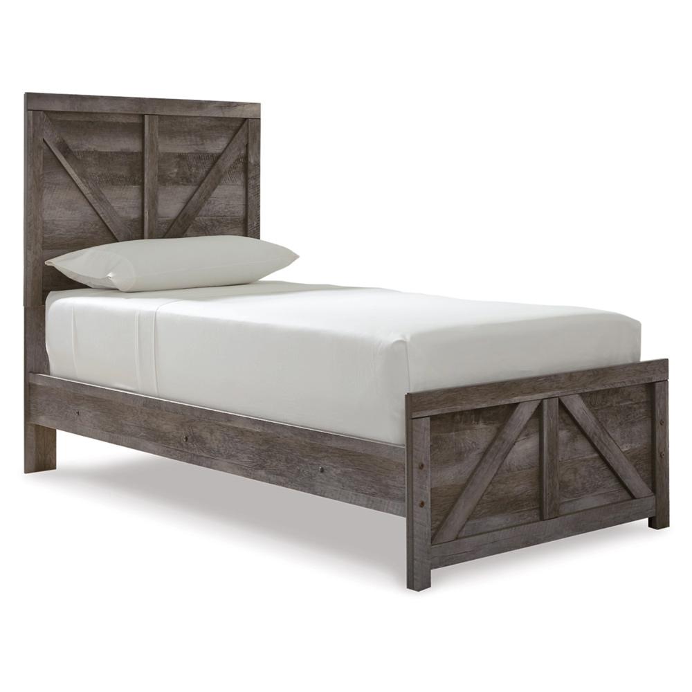 Signature Design by Ashley - Wynnlow Twin Crossbuck Panel Bed in Gray veiw 1