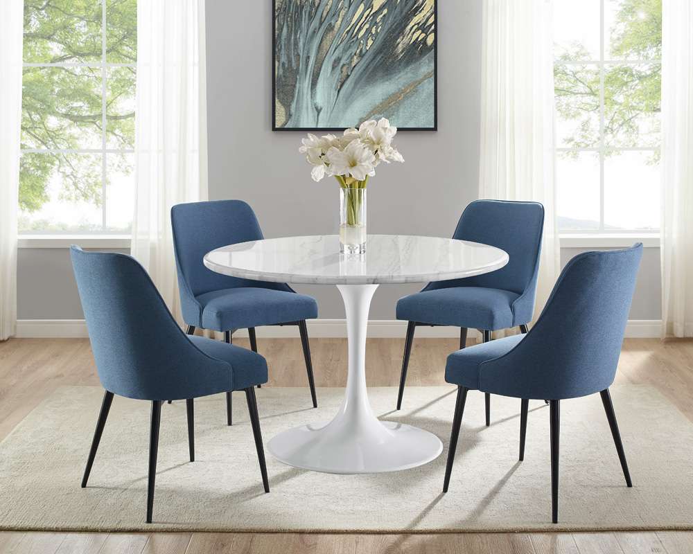 Steve Silver - Colfax White Marquina Marble Dining Set - CF450WDBMTSN5PC veiw 1