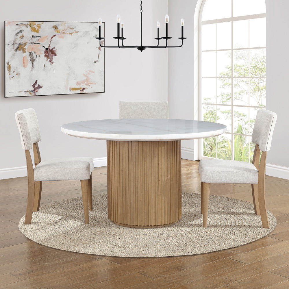 Steve Silver - Colvin 5-Piece 52" Round White Marble Dining Set, Brown - COL500NW-D5PC view 7