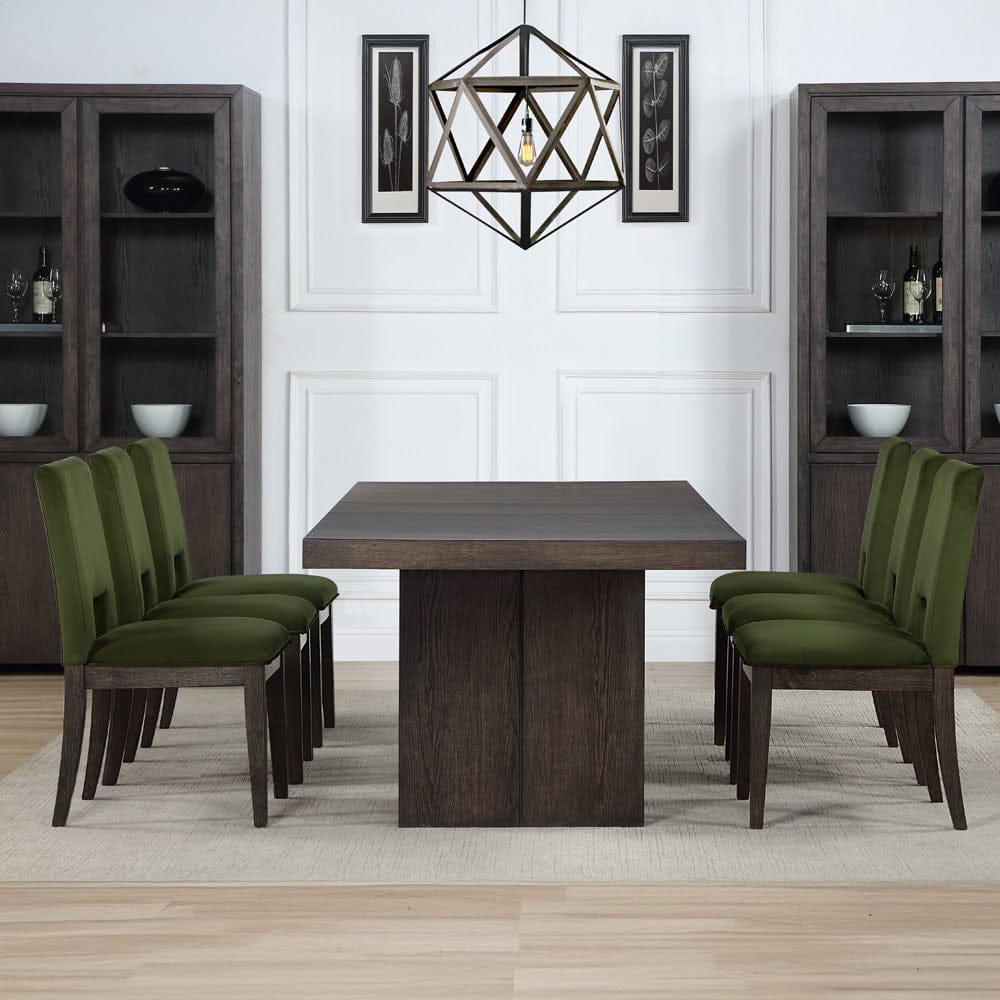 Steve Silver - Evan 78-+96-inch Dining Table w/18-inch leaf, 4 Emerald Side Chairs - EVA500NE-D7PC view 9