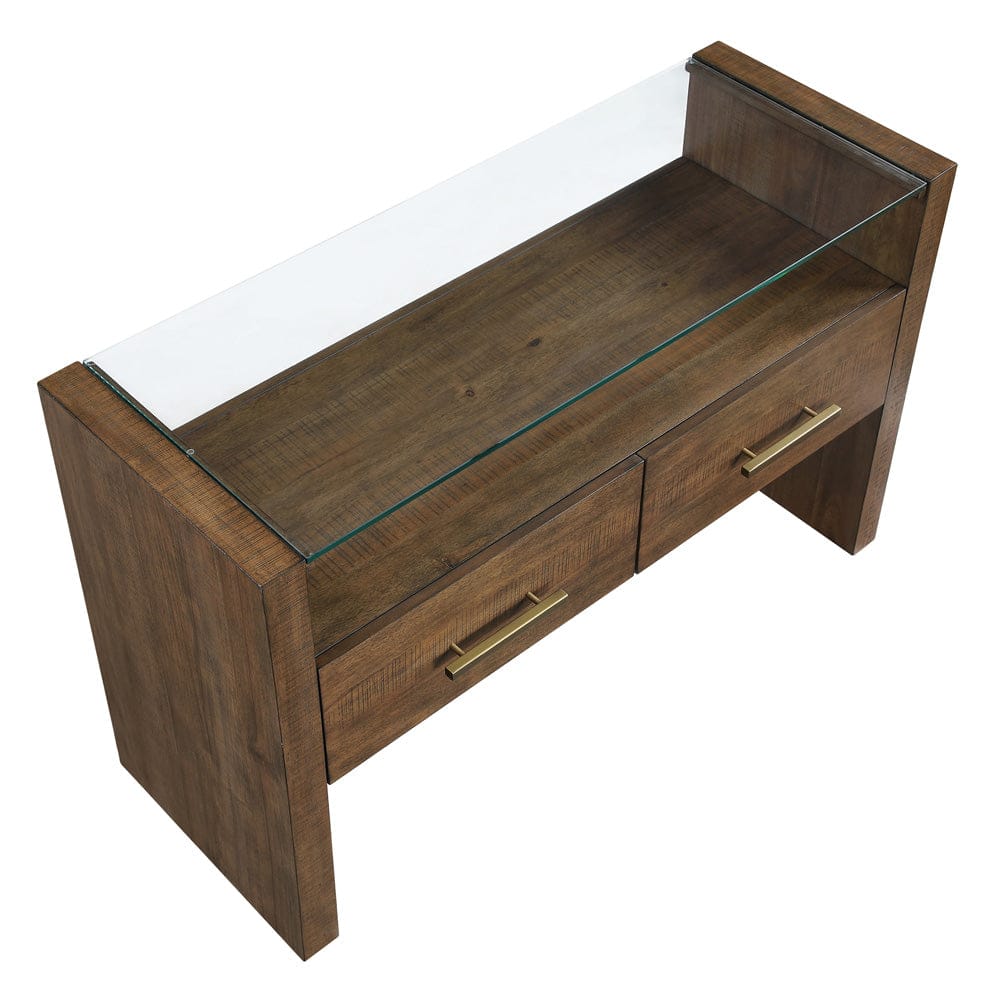 Steve Silver - Garland Glass Top Sofa Table, Toffee Finish - GA100S view 5
