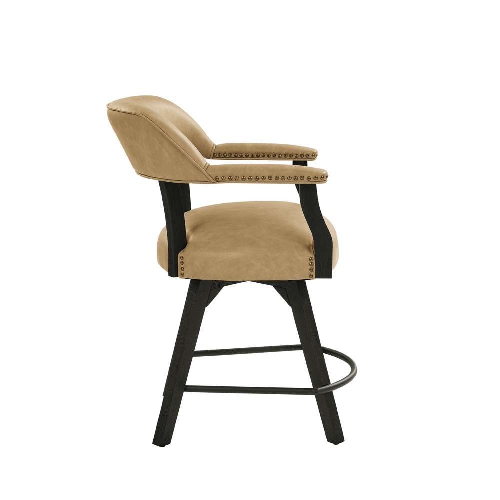 Steve Silver - Rylie 24in Counter Captains Chair - Black Finish with Sand Vegan Leather - RL600KACCT veiw 3