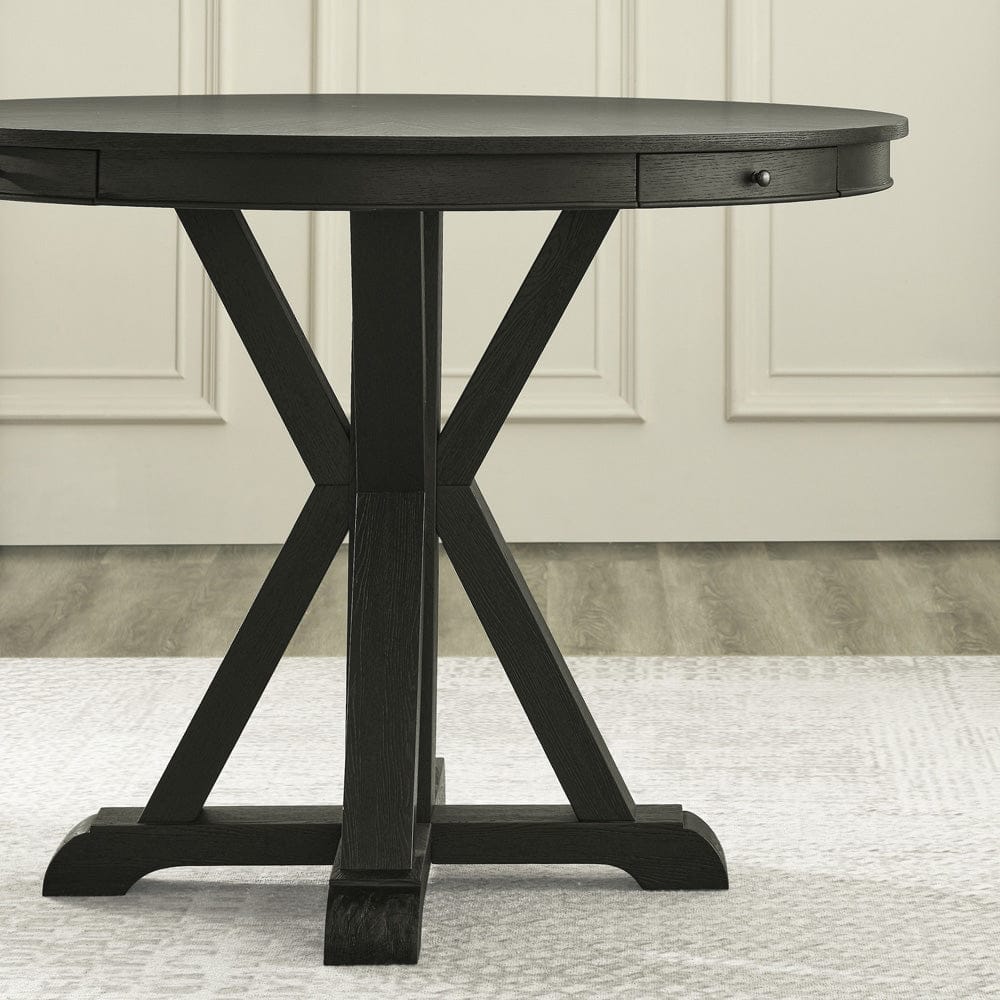 Steve Silver - Rylie Counter Table with Game Top, Black Finish with Sand Vegan Leather - RL600K-PB-TT-GT view 7