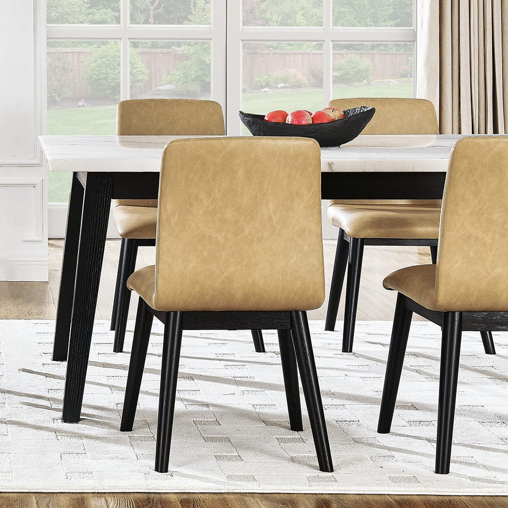 Steve Silver - Vida 5-Piece White Marble Dining Set, Black Finish - VD500K-D5PC view 6