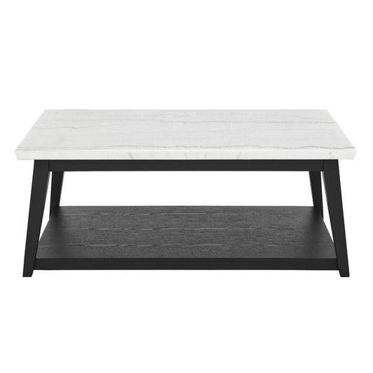 Steve Silver - Vida White Marble Cocktail Table with Casters, Black Finish - VD300KWCAS view 2