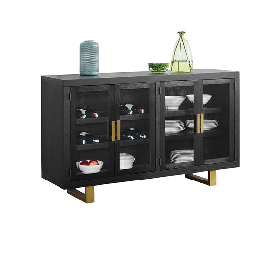 Steve Silver - Yves Black Counter Table With 6 Grey Counter Chairs and Server - YS500PT8PC view 2