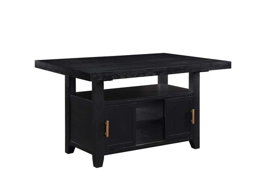 Steve Silver - Yves Black Counter Table With Storage and 4 Grey Counter Chairs - YS500SB-C5PC-G veiw 2