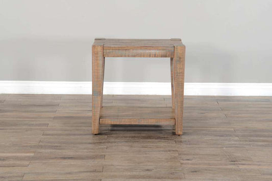 Sunny Designs - 25in Modern Mindi Wood Chair Side Table in Weathered Brown - 3162WB-CS veiw 2