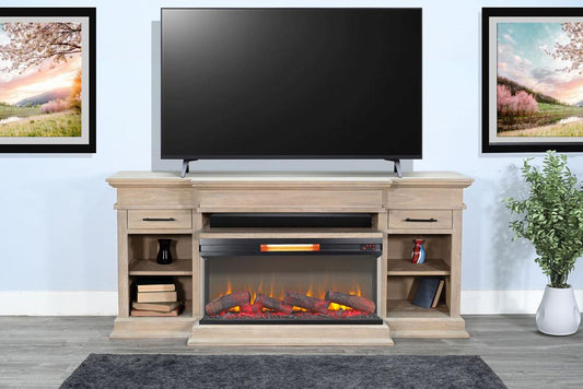 Sunny Designs - 72in Media Console with Panoramic Electric Fireplace - Natural - K3688WE veiw 2