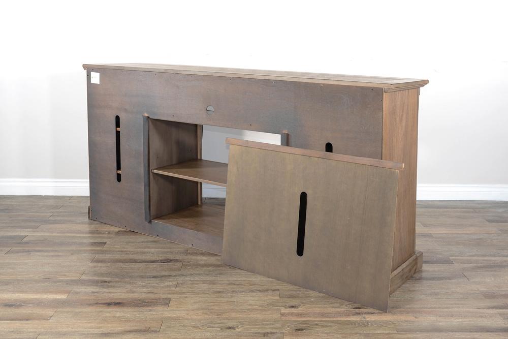 Sunny Designs - 78in Barn Door Media Console with Electric Fireplace - K3648BU-AS veiw 5