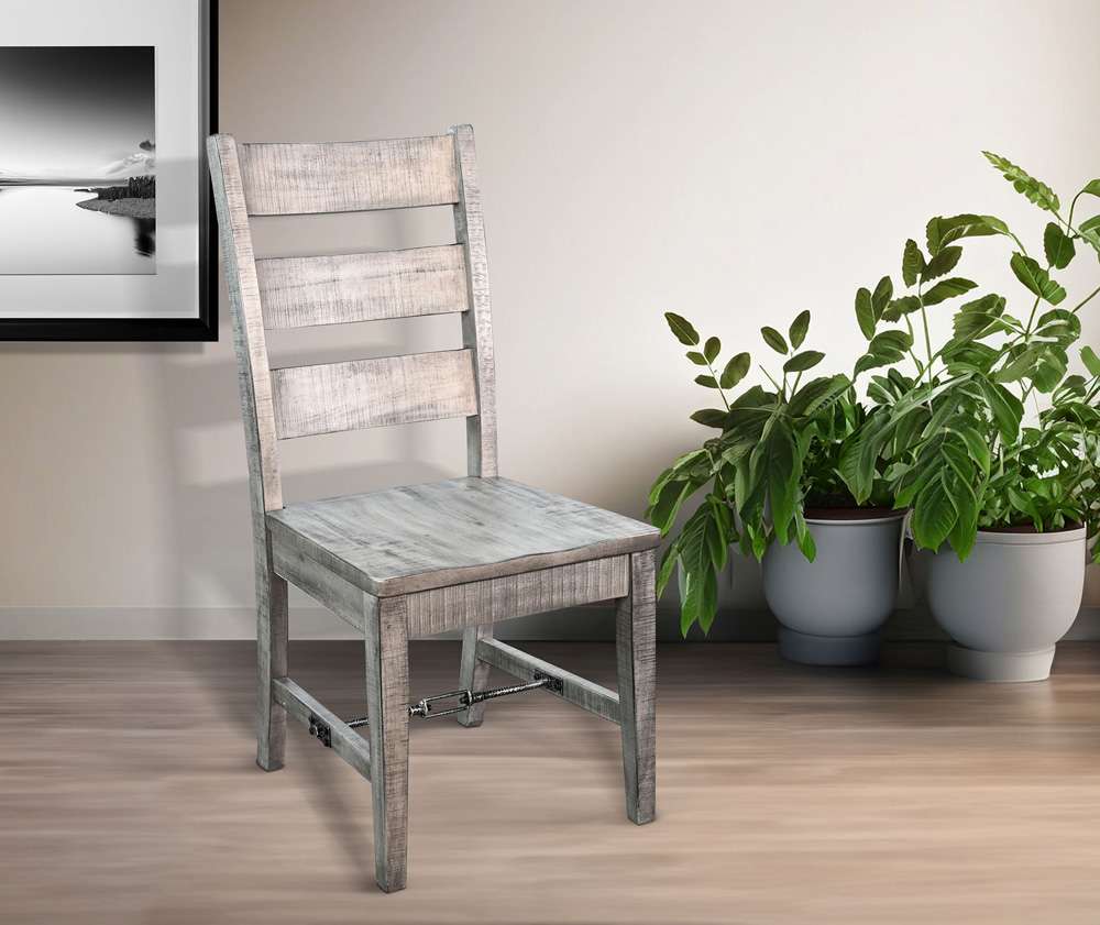 Sunny Designs - Alpine Grey - Alpine Ladderback Chair with Turnbuckle, Wood Seat (Set of 2) - 1508AG-T veiw 2