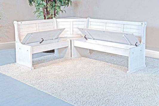 Sunny Designs - Bayside Corner Bench (Nook) in Off White - 0113MW-BL_BS veiw 2