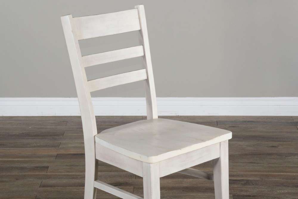 Sunny Designs - Bayside Ladderback Chair with Wood Seat in Off White (Set of 2) - 1616MW veiw 4