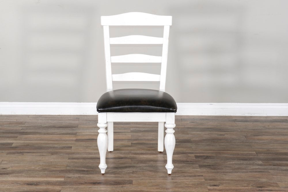 Sunny Designs - Carriage House Ladderback Chair with Cushion Seat in White & Dark Brown (Set of 2) - 1432EC-C veiw 5